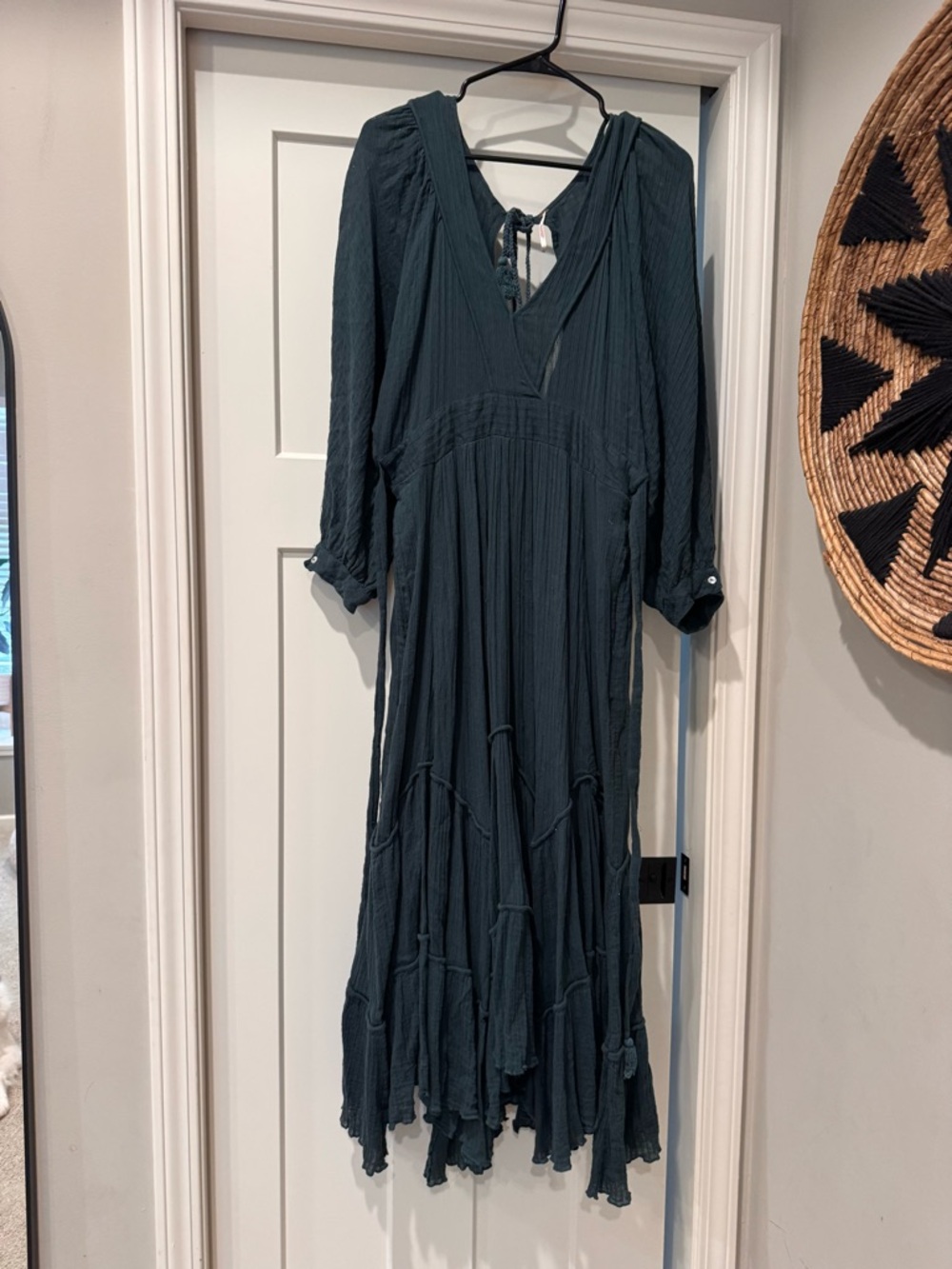 Free People Women's V-Neck Tiered Maxi Dress. Size large.